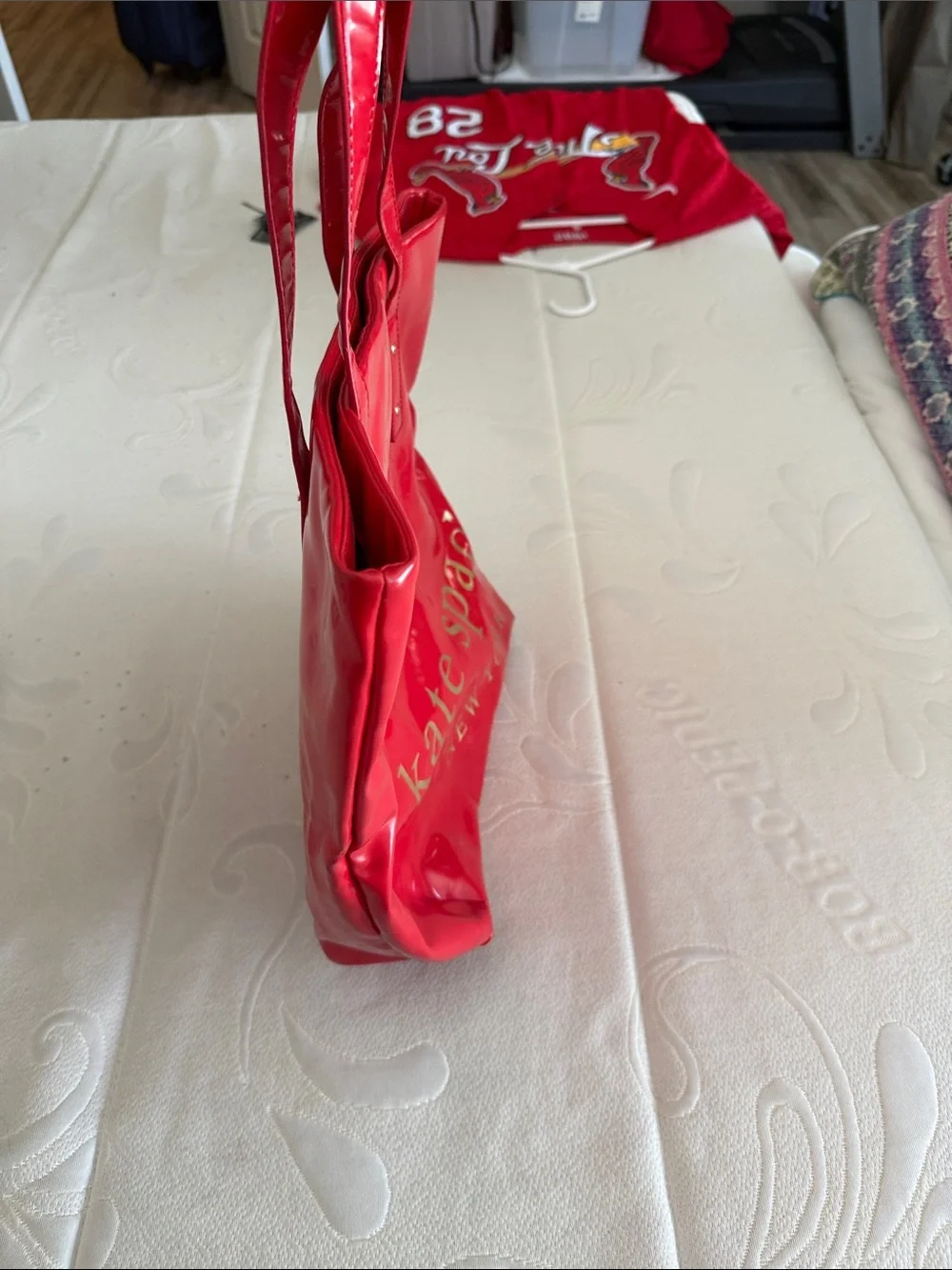 kate spade Red Patent Leather Tote with Gold Logo